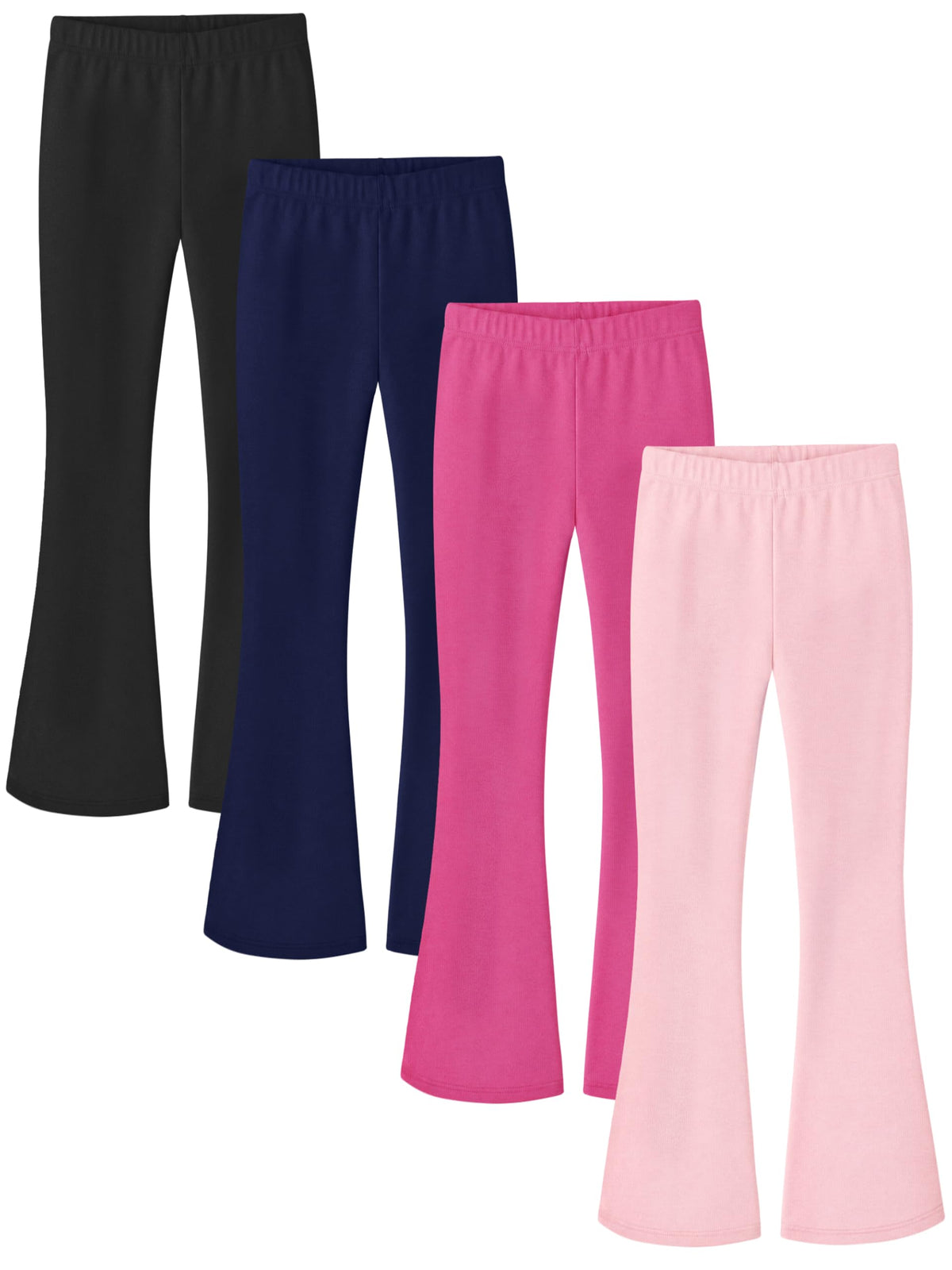 Poroka 4 Pack Girls Fleece Lined Flare Leggings Winter Bell Bottom Pants