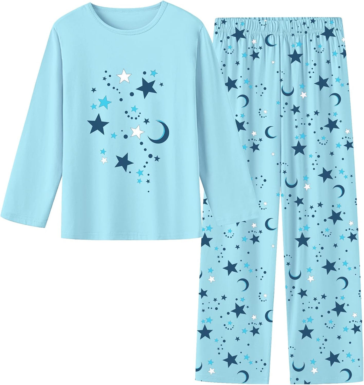 Umeyda 2-Piece Pajama Set for Girls, 100% Cotton Cartoon Pattern Sleepwear Pjs Set Size 5-14
