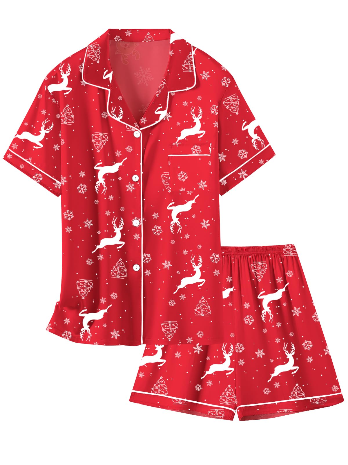 Schbbbta Girls Womens Pajamas, Satin Silky Pjs Set Kids 2Pcs Button-Down Nightwear Sleepwear Gift for Mommy and me