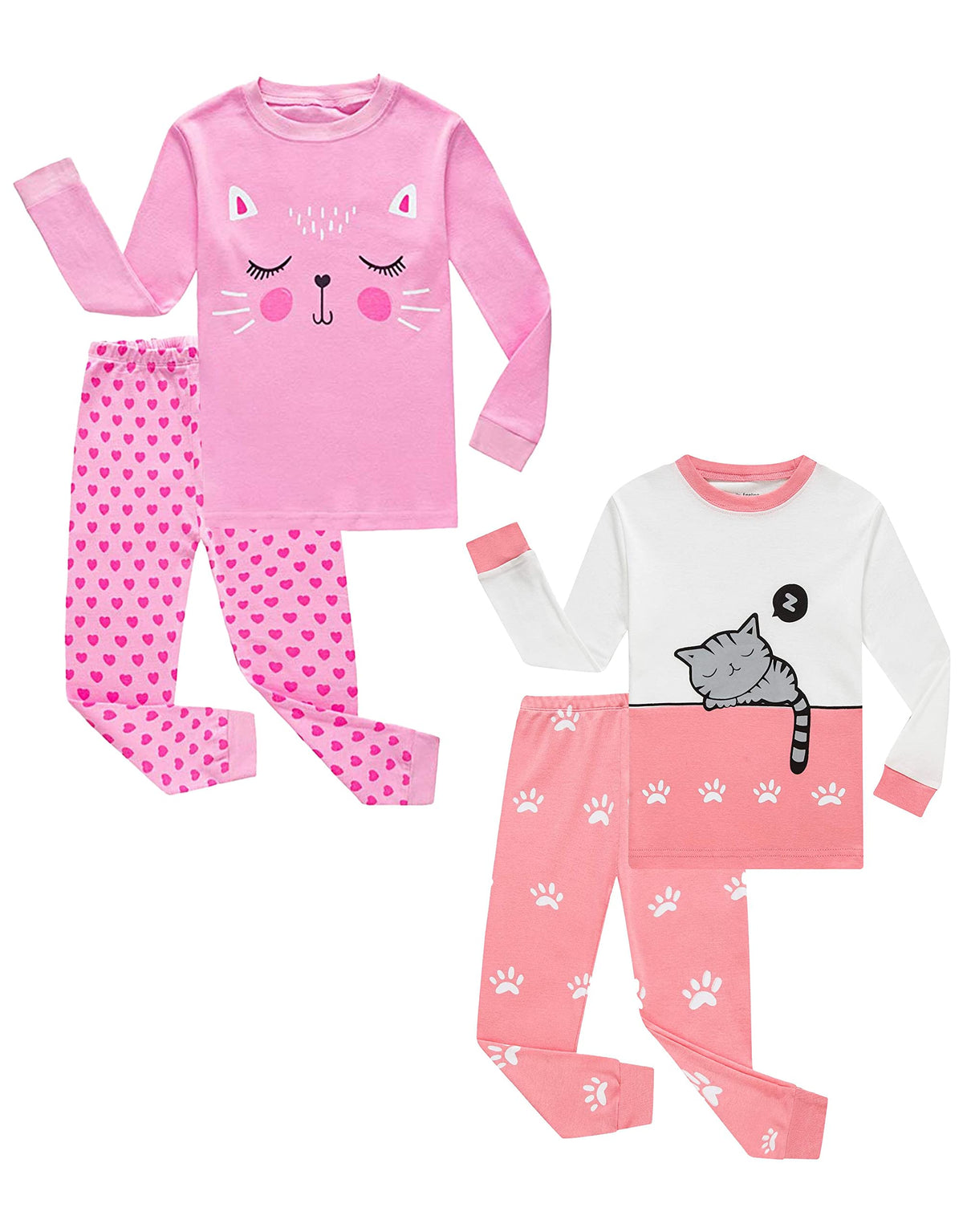 KikizYe Little Big Girls Pajamas Set Long Sleeve PJs 100% Cotton Pyjamas