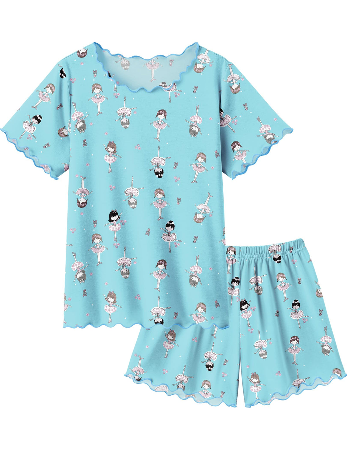 Arshiner Girls Pajamas Short Sleeve Lounge Set Soft Shirring Summer Pjs