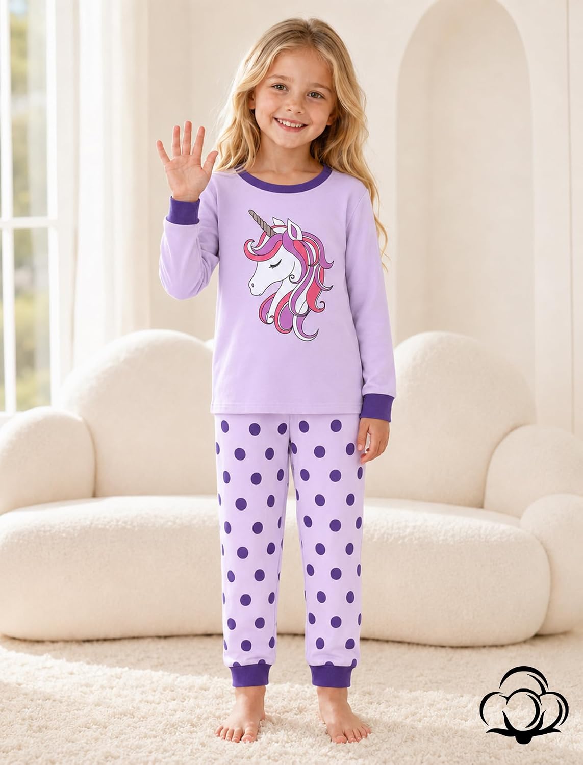 Mikrdoo Girls Pajamas 2 Piece Snug Long Sleeve Pjs Sets 4-14 Years