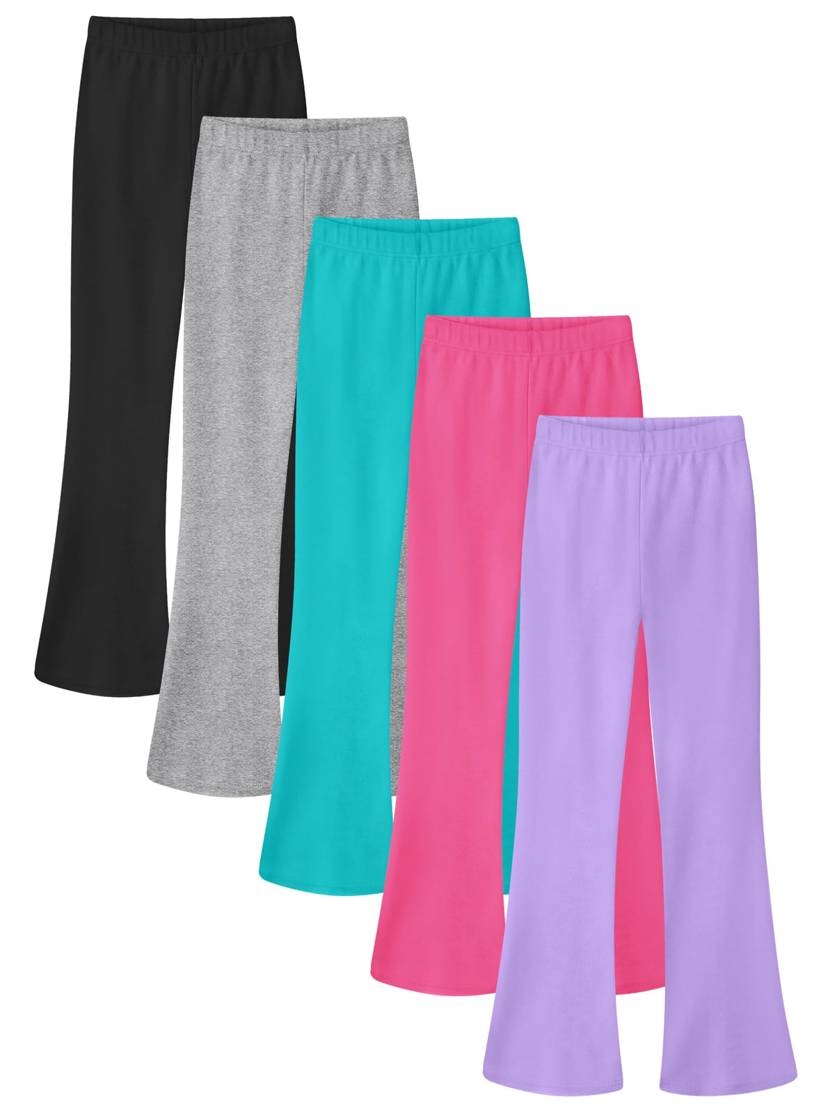 Resinta 5 Pack Girls Flare Leggings Cotton Blend Soft Flared Pants 5-14Y