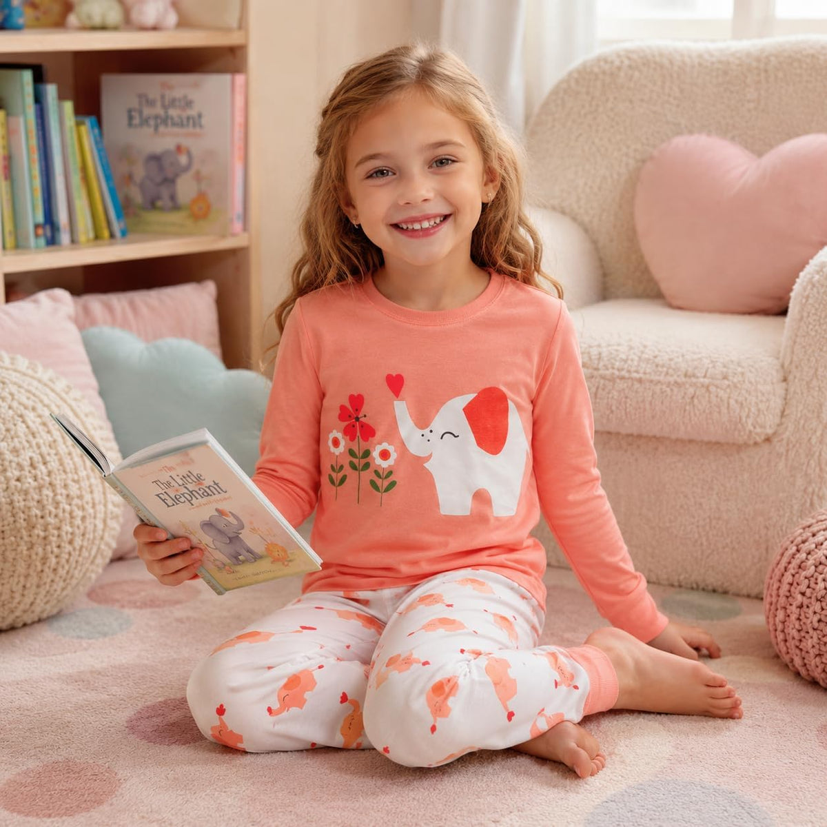 Popshion Little Girls Mermaid Pajamas 2 Piece Set 100% Cotton Sleepwear Toddler Clothes for Kids Baby Ladybug Style PJs