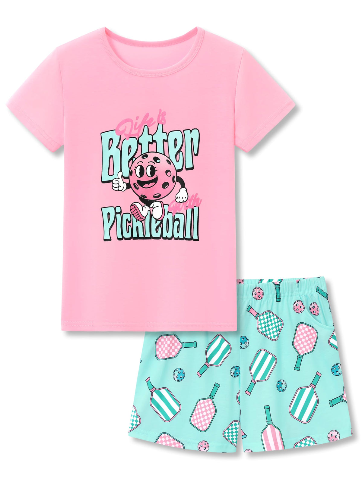 Topgal Girls Summer Pajama Set Cute Prints Short Sleeves Shorts Size 6-18