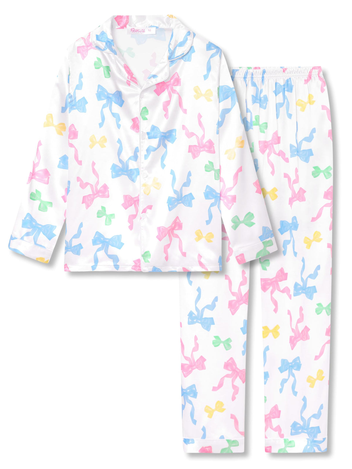 Topgal Girls Pajama Set, Coat Style Button Front, Size 6-16