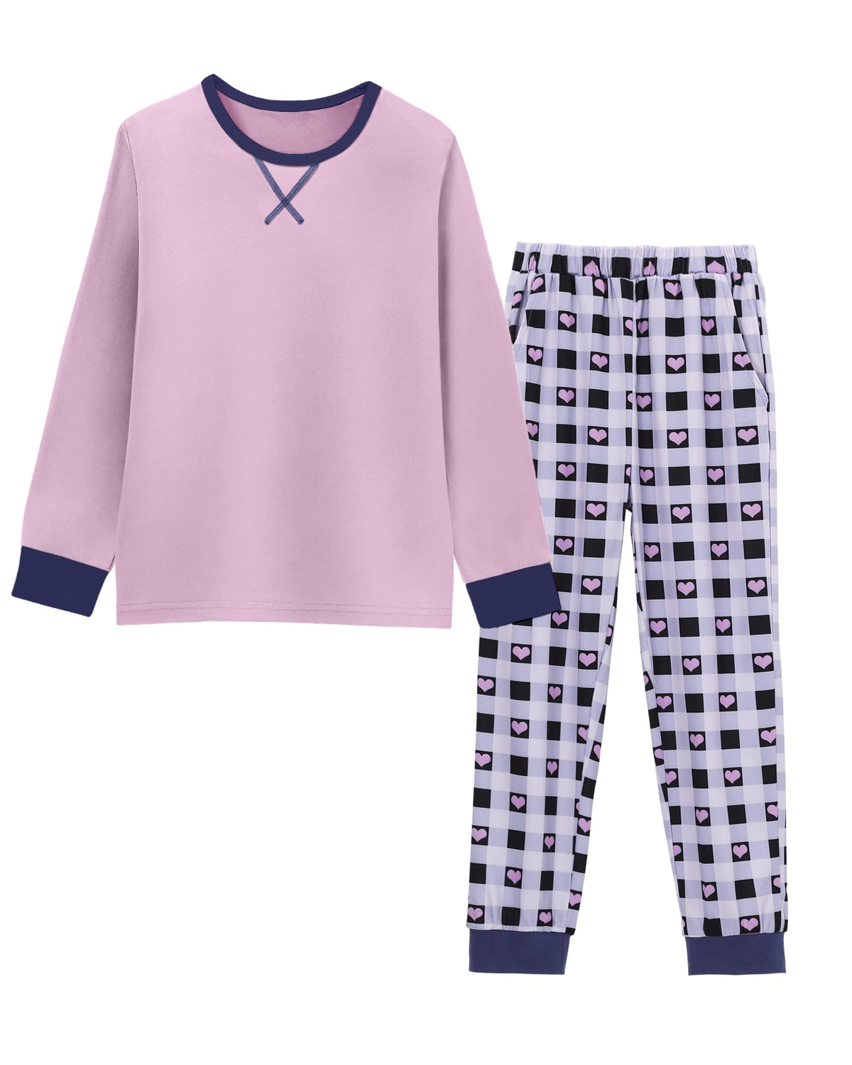 CARETOO Girls Pajamas 2 Piece Long Sleeve Long Pants Pajama Set Kids Cute Pj Soft Holiday Sleepwear Size 7-13