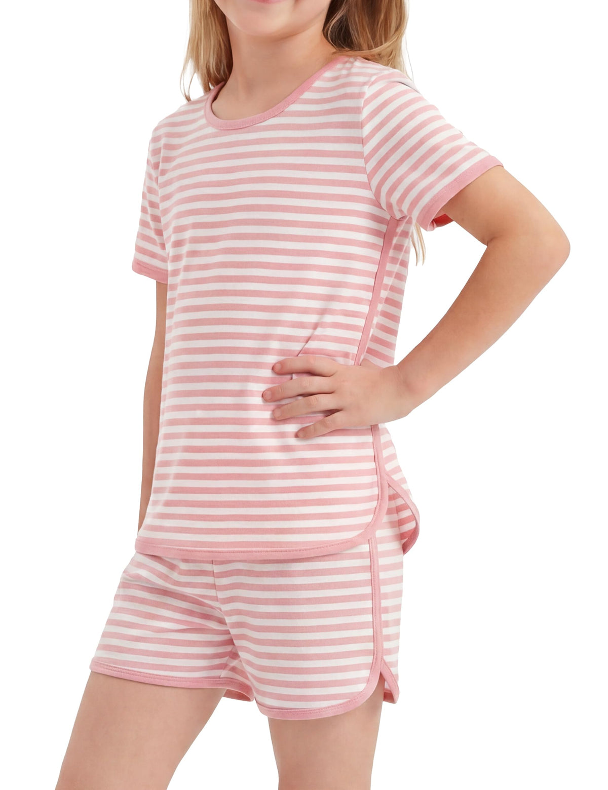 Yoofoss Girls Pajamas Organic Cotton Loose Fit Kids Pjs 2 Piece Sleepwear Short Sleeves & Short Pants Girls Clothes