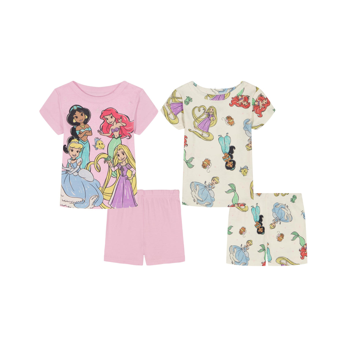 Disney Girls' 4-piece Snug-fit Cotton Pajama Set, Matching Pajamas