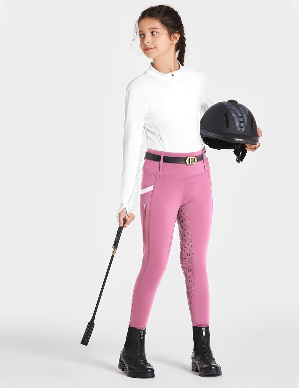FitsT4 Sports Girls Riding Pants Full Seat High Waist Equestrian Breeches