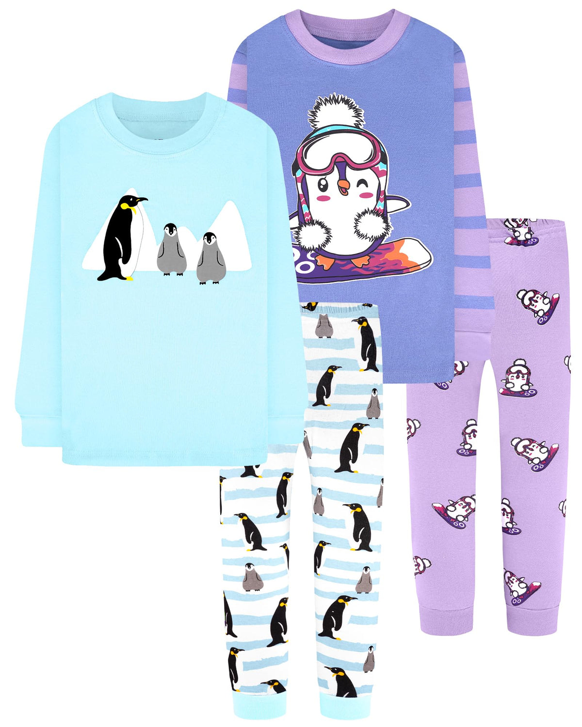 DAUGHTER QUEEN Girls 4 Pieces Cotton Pajamas Size 18 Months-12 Years