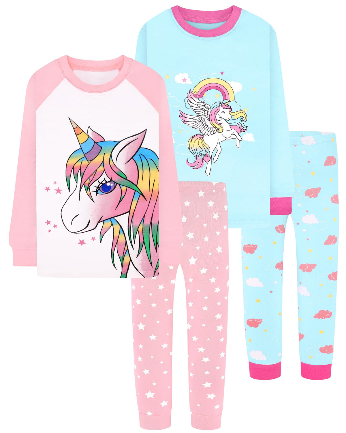 DAUGHTER QUEEN Girls 4 Pieces Cotton Pajamas Size 18 Months-12 Years