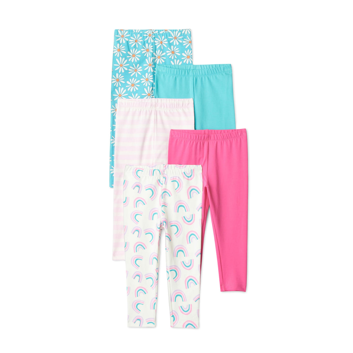 Amazon Essentials Girls' Cotton Stretch Leggings, Multipacks