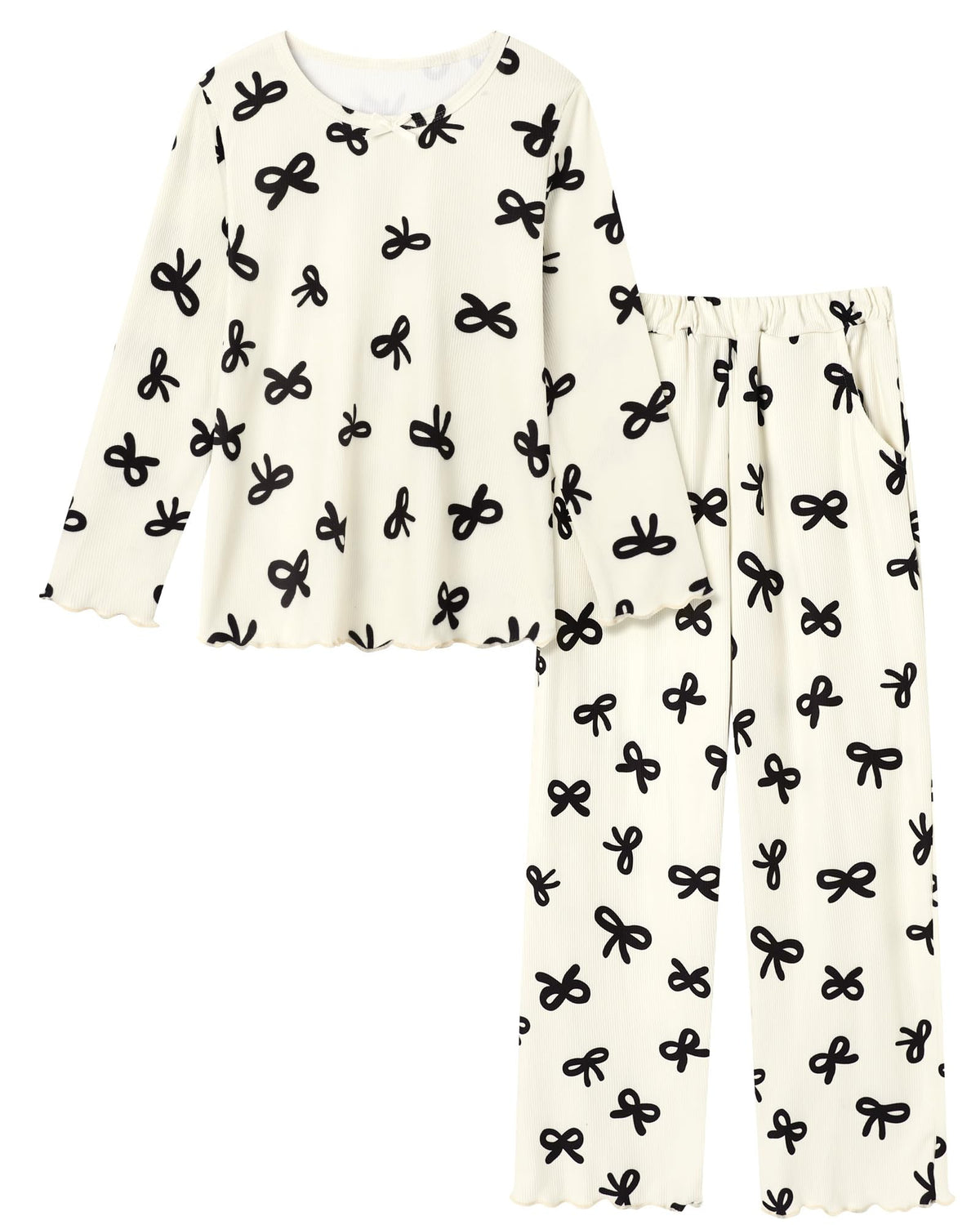 CARETOO Girls Pajama Set 2pc Soft Stretch Ribbed Kids Loungewear Pjs 5-14Y