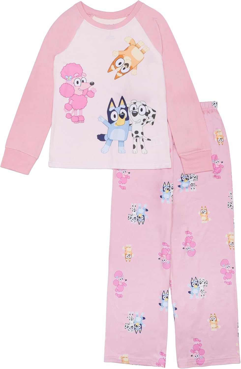 Bluey Girls' 2-piece Loose-fit Pajama Set, Matching Long-Sleeve Pajamas
