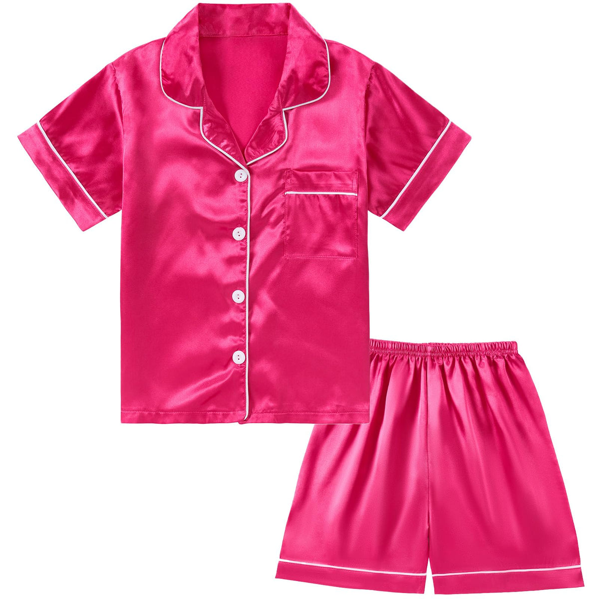 DIPUG Girls Pajamas Satin Pjs Short Sleeve Sleepover Party Gift