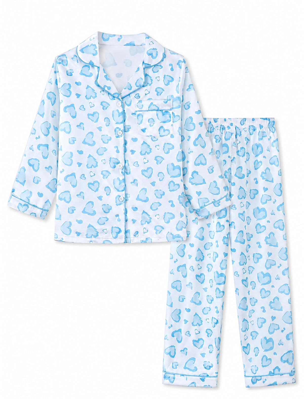 Mikrdoo Girls Silk Pajamas 2 Piece PJs Sets Kids Satin Slpeepwear 3-14Y