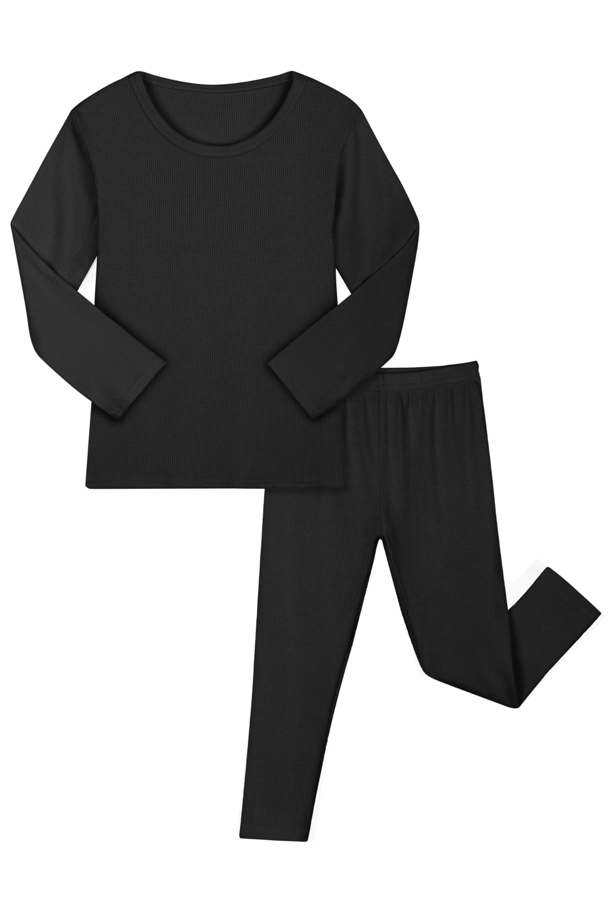 Resinta 2-Piece Boys Girls Long Sleeve Ribbed Base Layer Top Bottom Sets