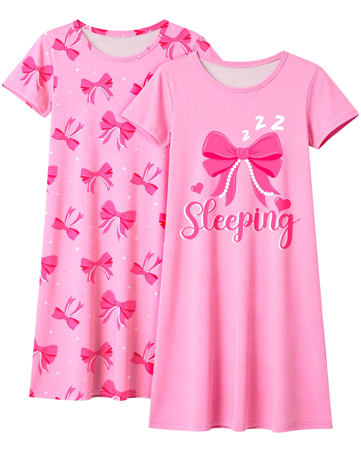 Sylfairy 2Pcs Girls Nightgowns Kids Pajamas Princess Nightgown Dress Sleepwear for Toddler Little Girls Nightdress