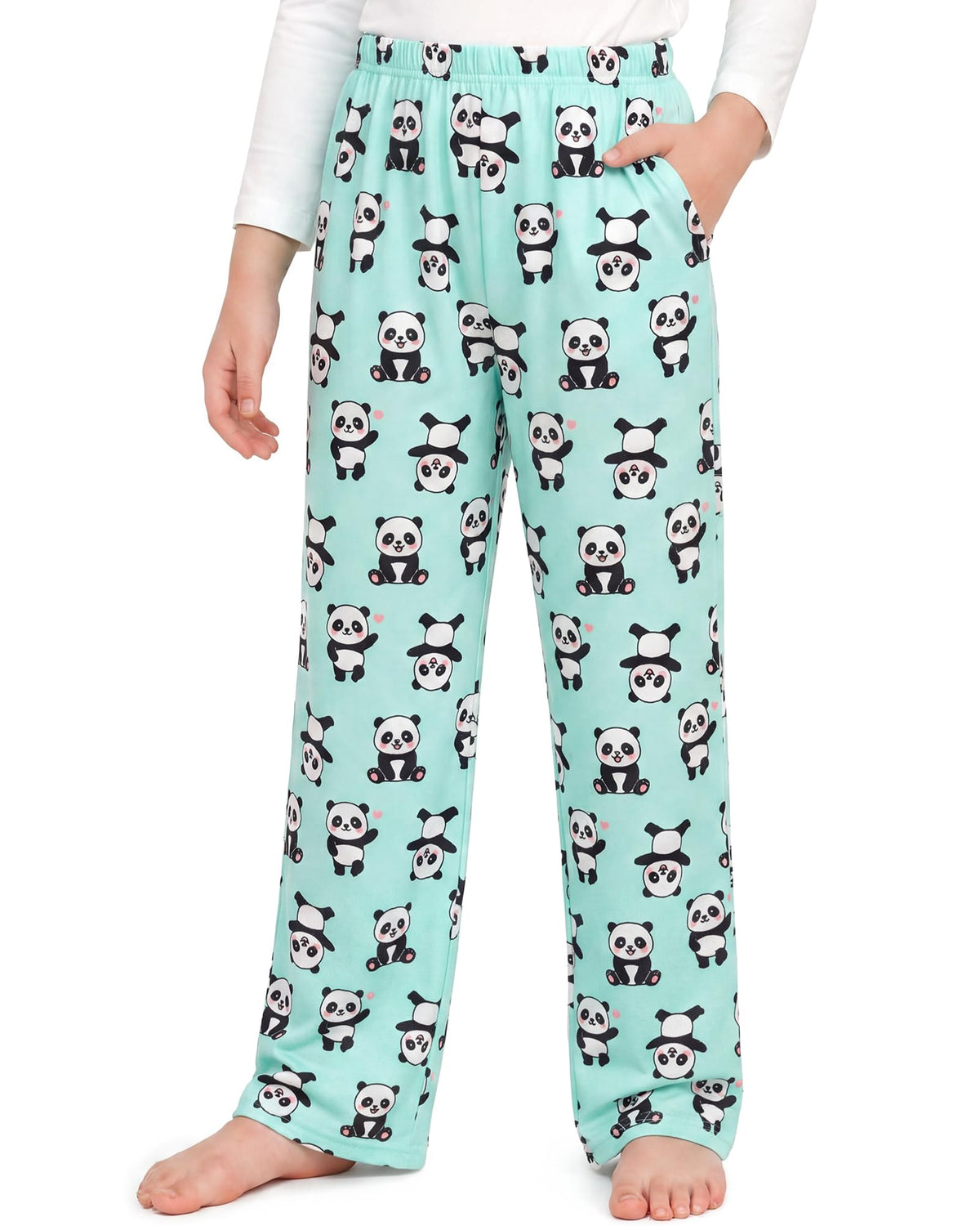 HONGTEYA Girls Christmas Pants with Pockets Soft Long Plaid Bottom