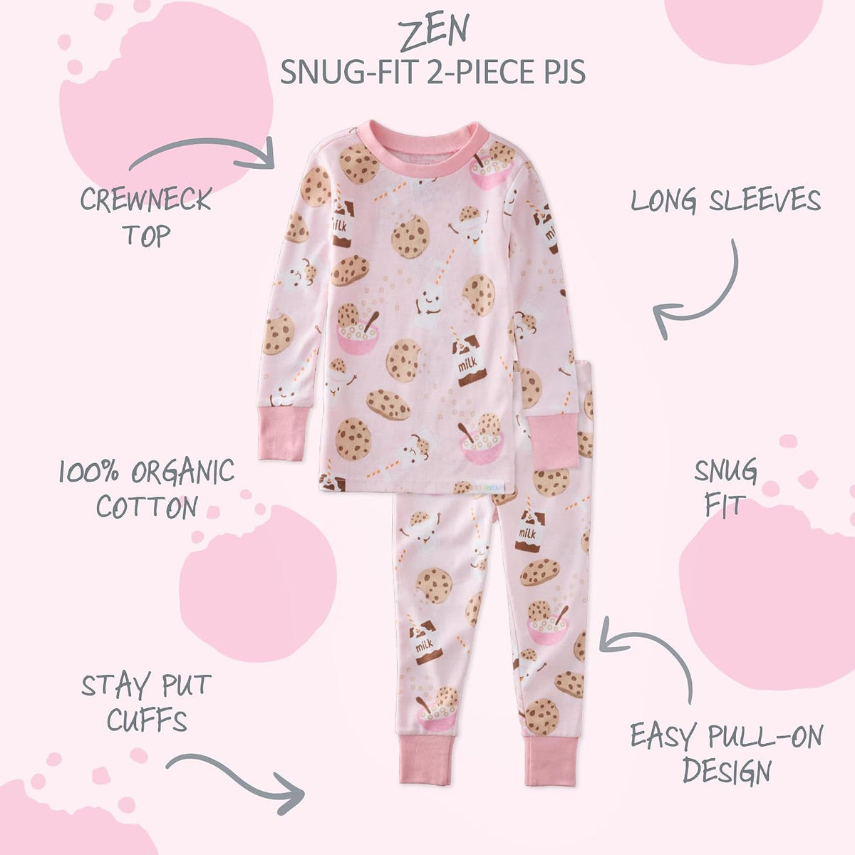 Butterblu Zen Snug-fit 2-Piece Pajamas 100% Organic Cotton Long Sleeve