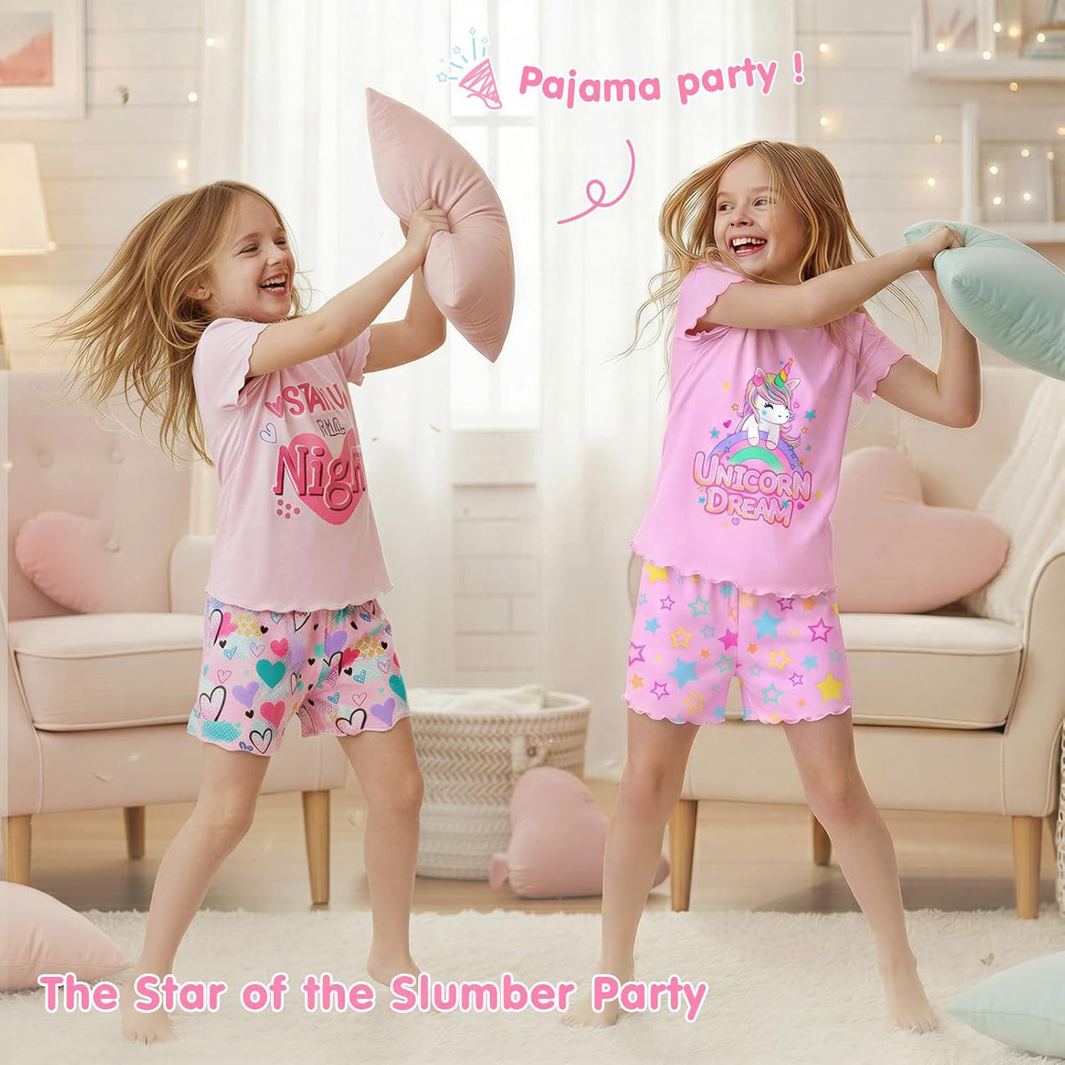 Play Tailor Girls Pajamas for Toddler Ruffled Kids Pjs Sets Sleepwear 3-10Y