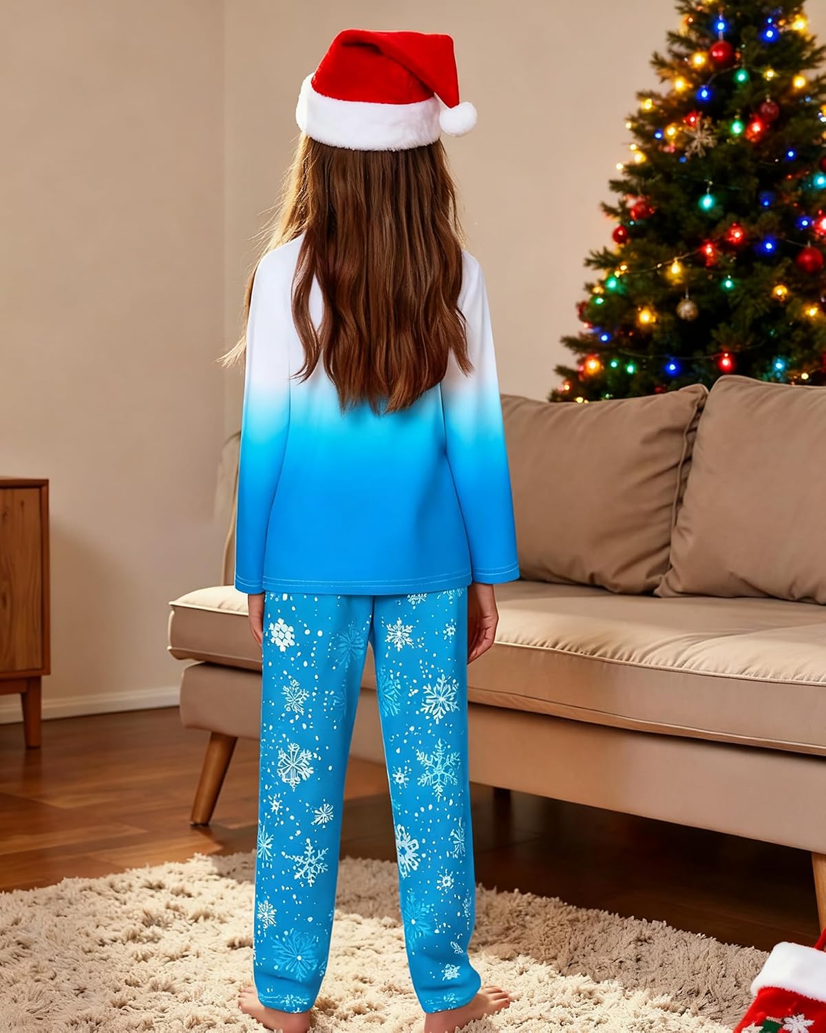 CARETOO Girls Pajama Set Long Sleeve Top Long Pants Pajamas Kids Tie Dye Cute Pattern Pj Sets Sleepwear for 3-12Y