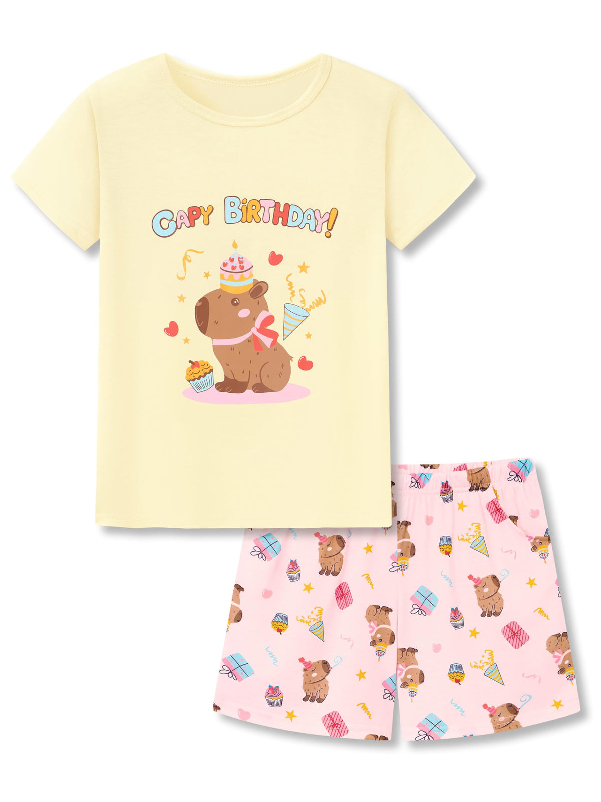 Tebbis Girls Pajama Set Tie Dye Cute Prints Tee & Shorts Sizes 6-18
