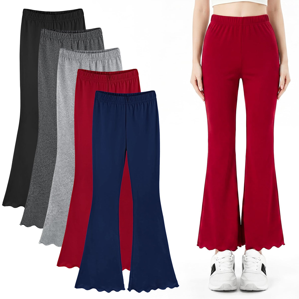 3 Pcs Girls Flare Leggings Mid Waisted Bell Bottom Yoga Pants