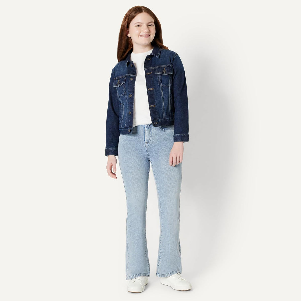 Amazon Essentials Girls' High Stretch High-Rise Flare Jean