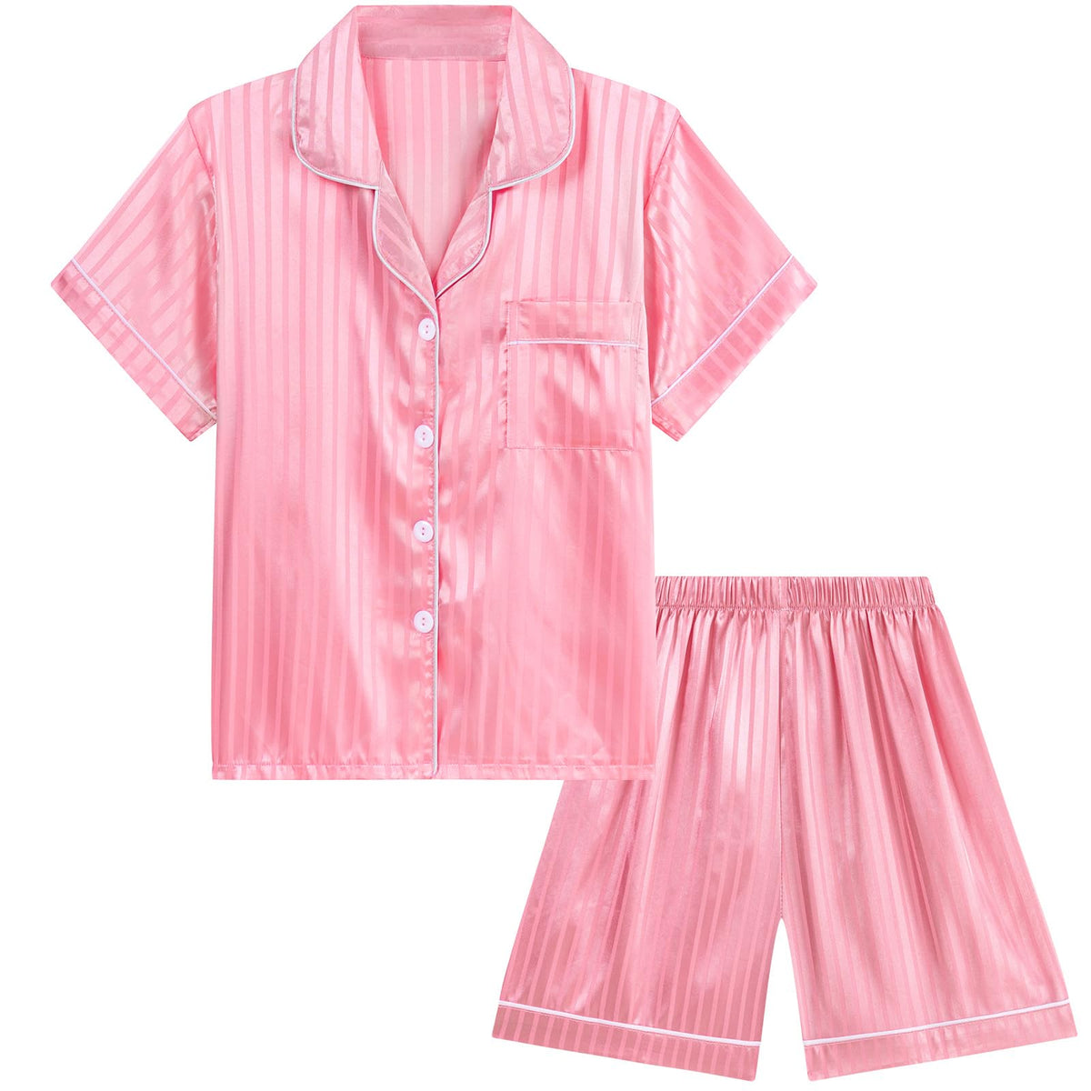 DIPUG Girls Pajamas Satin Pjs Short Sleeve Sleepover Party Gift