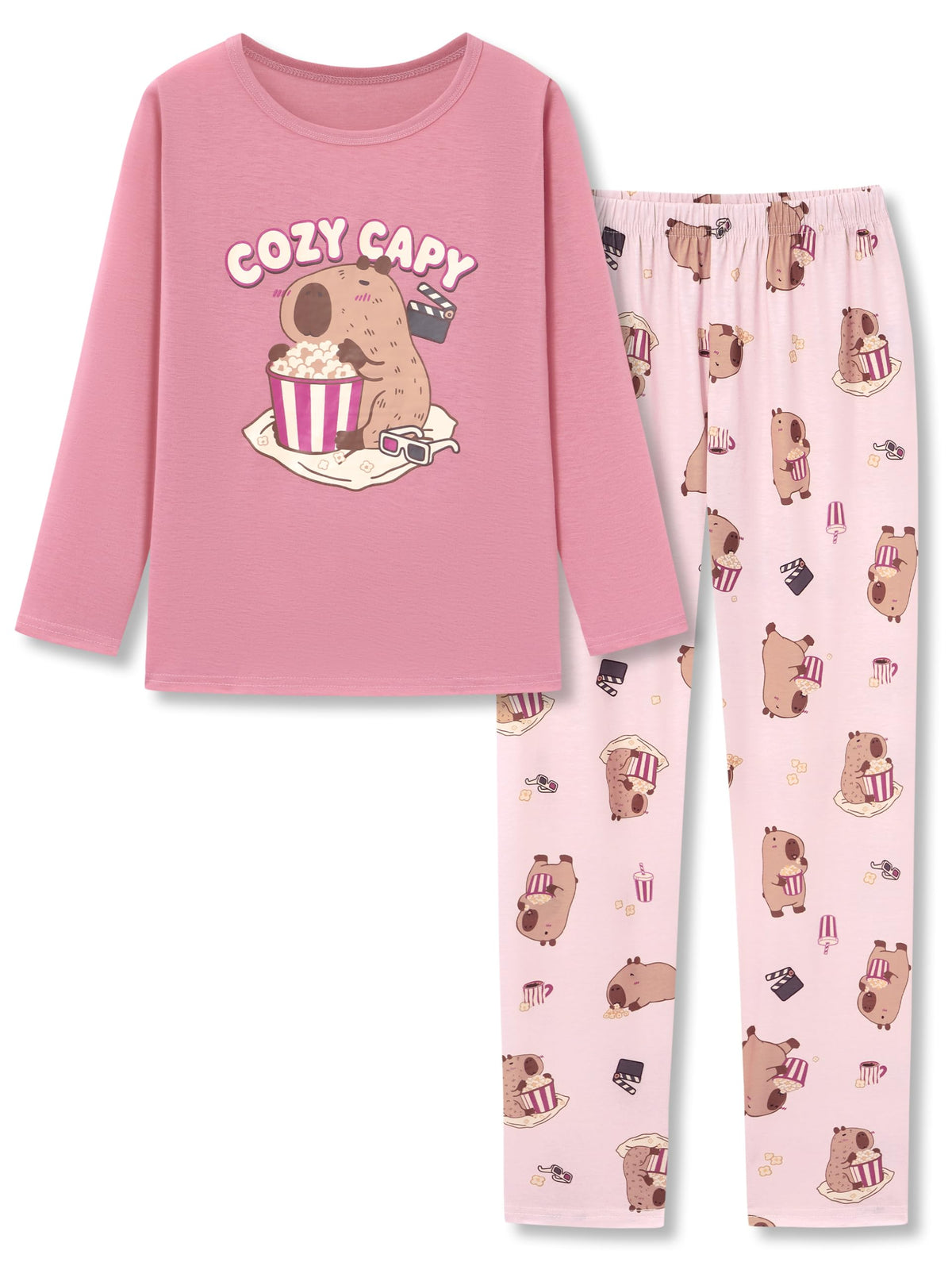 Topgal Girls Long Sleeve Pajamas, 2-Piece Top and Pants, Sizes 6-18