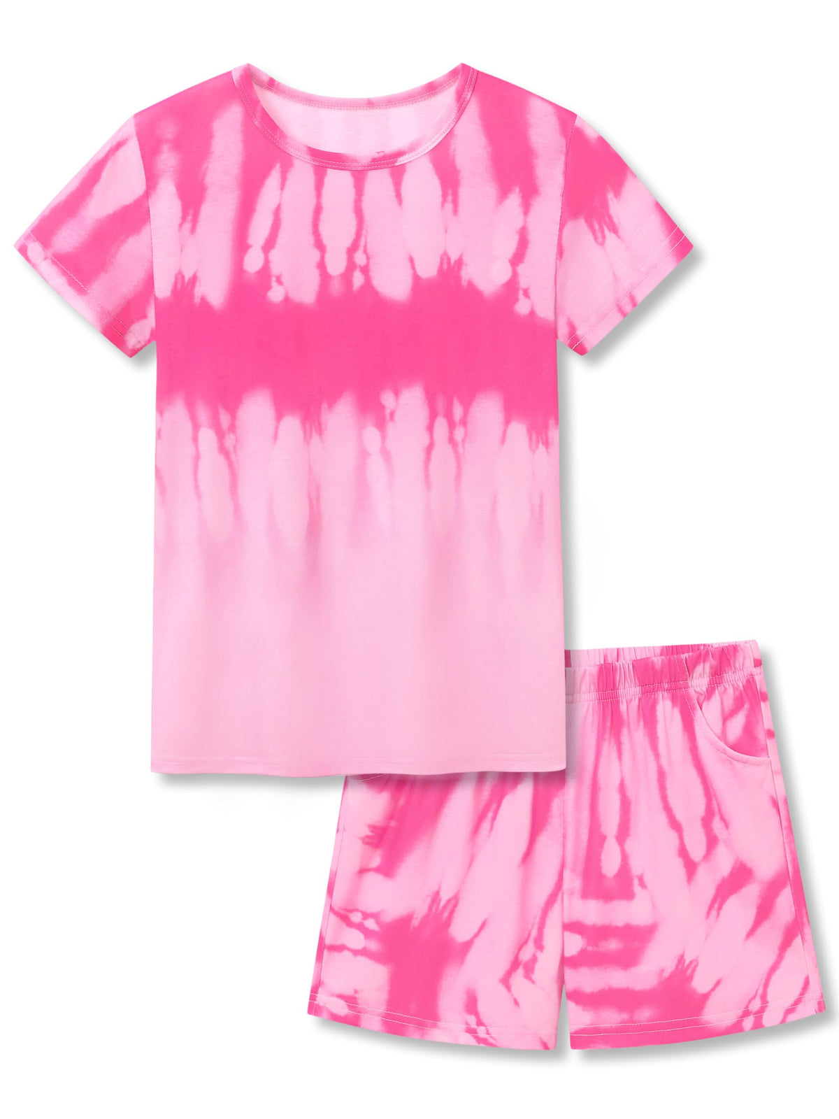 Tebbis Girls Pajama Set Tie Dye Cute Prints Tee & Shorts Sizes 6-18