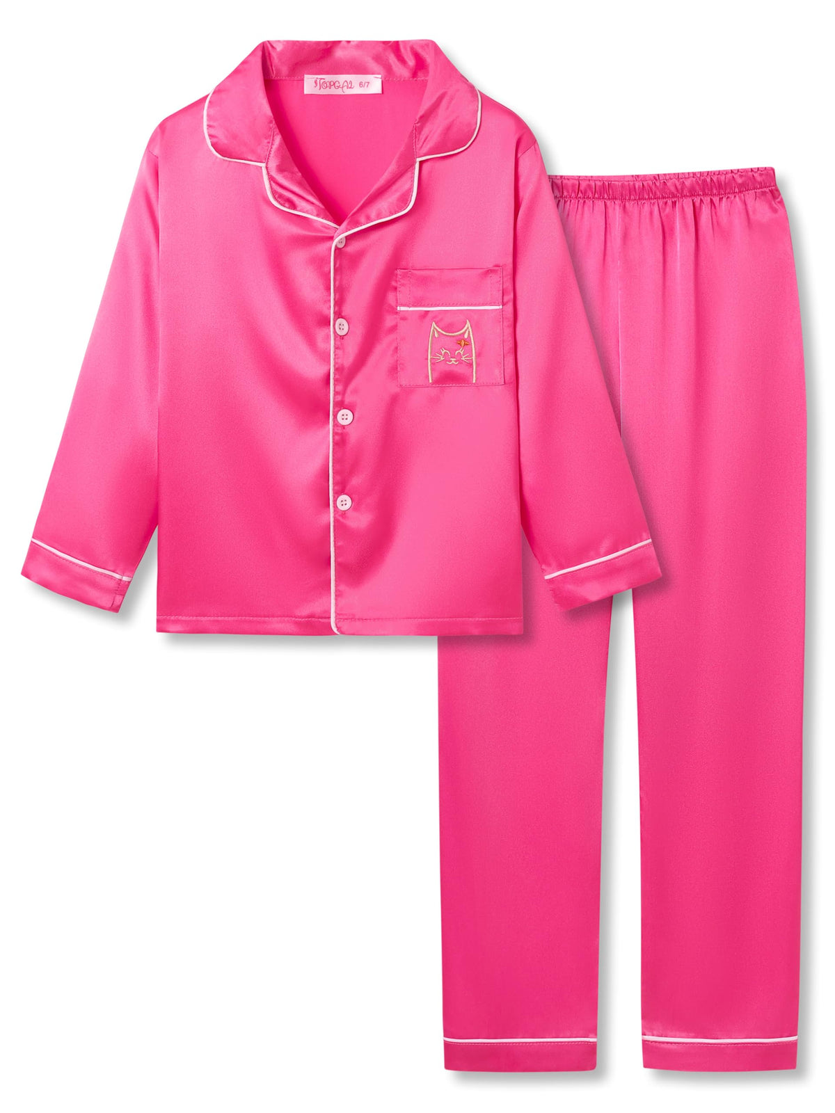 Topgal Girls Pajama Set, Coat Style Button Front, Size 6-16