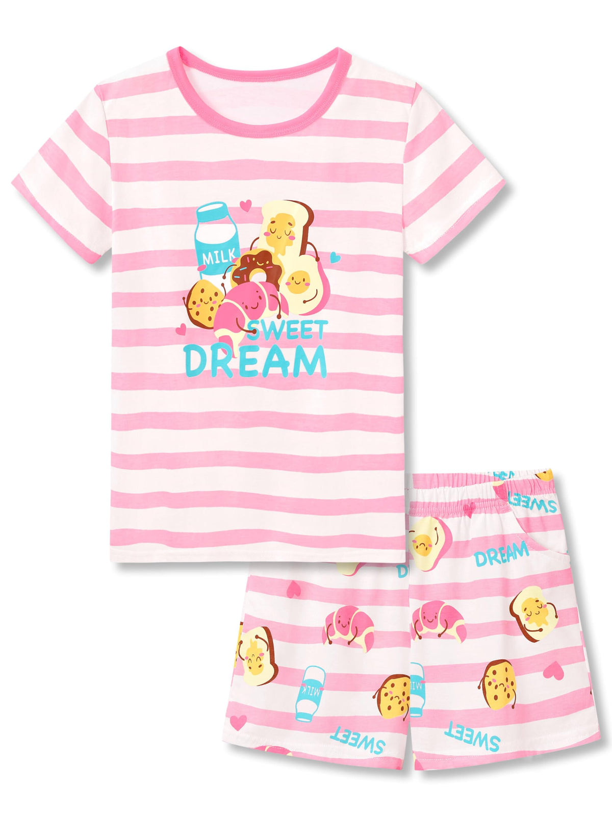 Cozchique Girls Striped Soft Short Sleeve & Shorts Pajama Set Sizes 4T-18