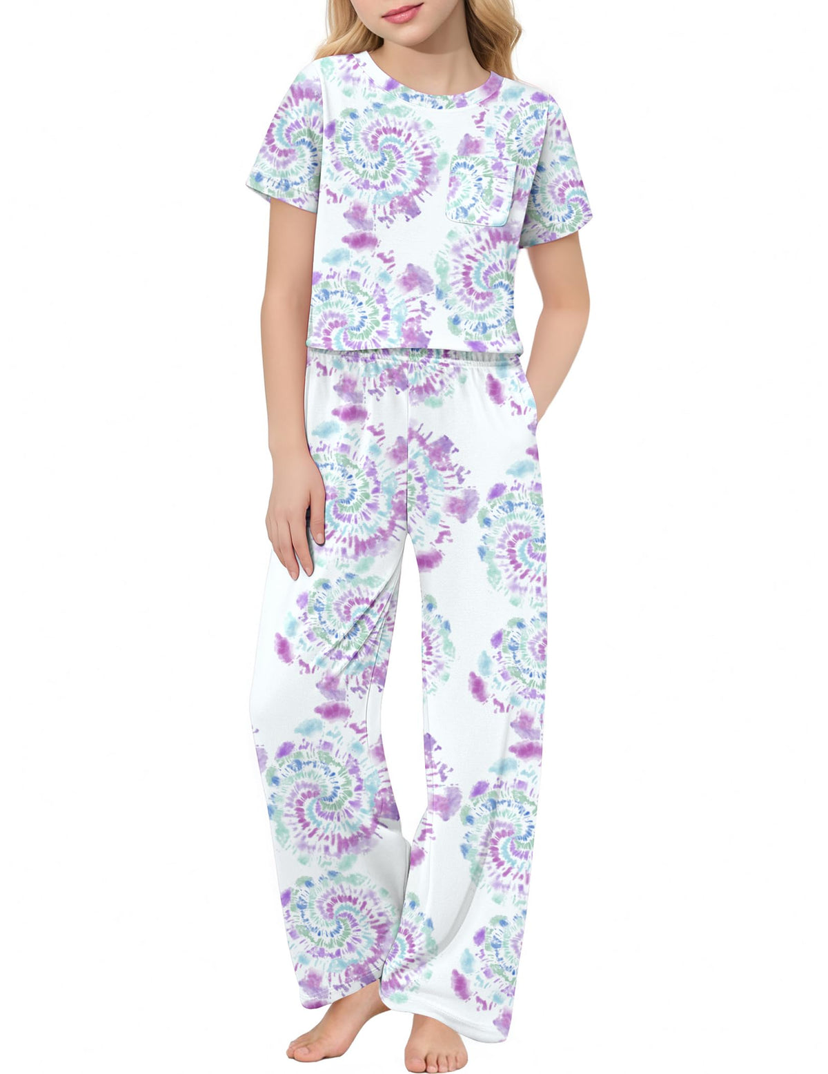 Arshiner Girls' Sleepwear Short Sleeve Long Pants Pajamas Sets Soft Pjs