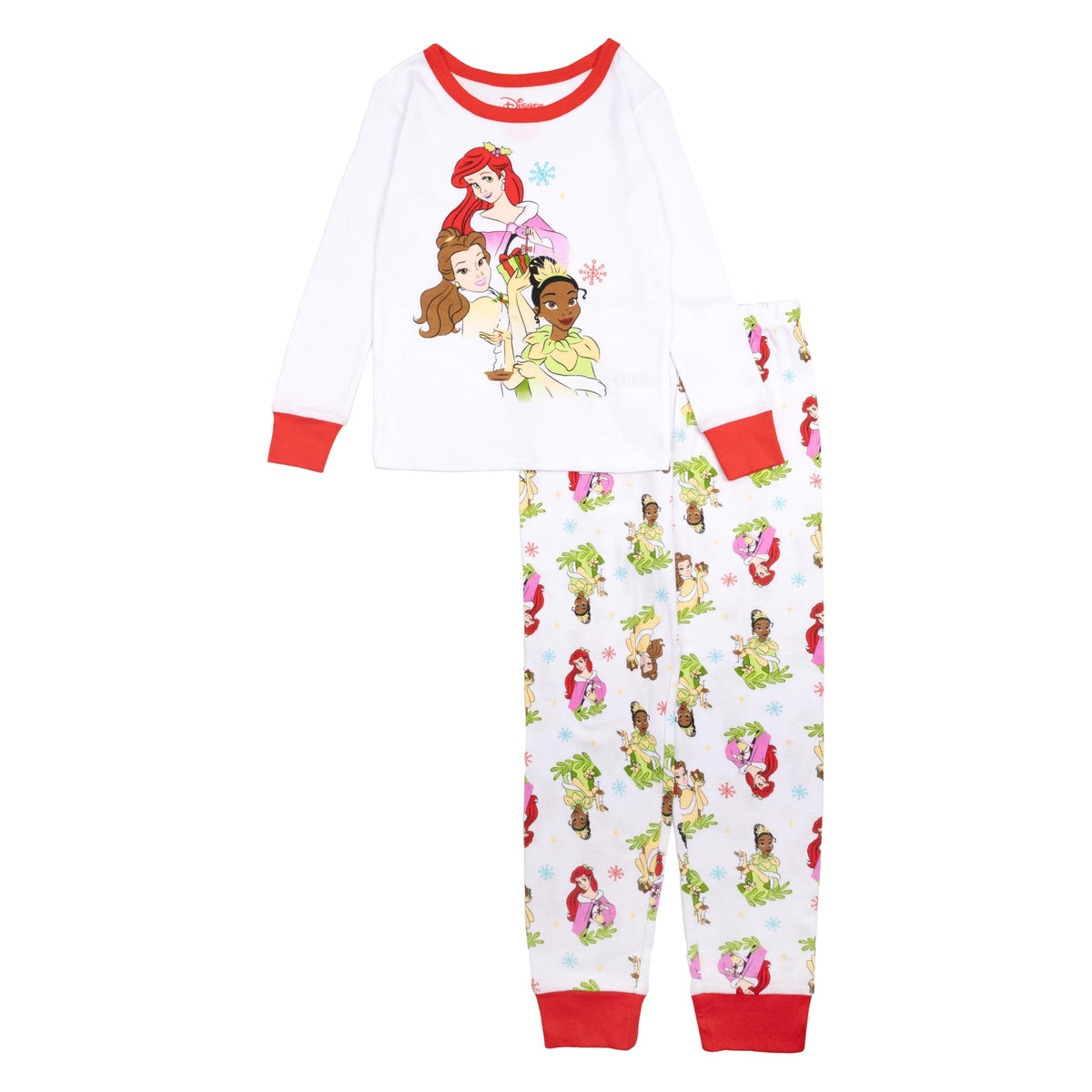 Disney Girls' 2-piece Snug-fit Cotton Holiday Matching Pajama Set, Soft & Cute for Kids
