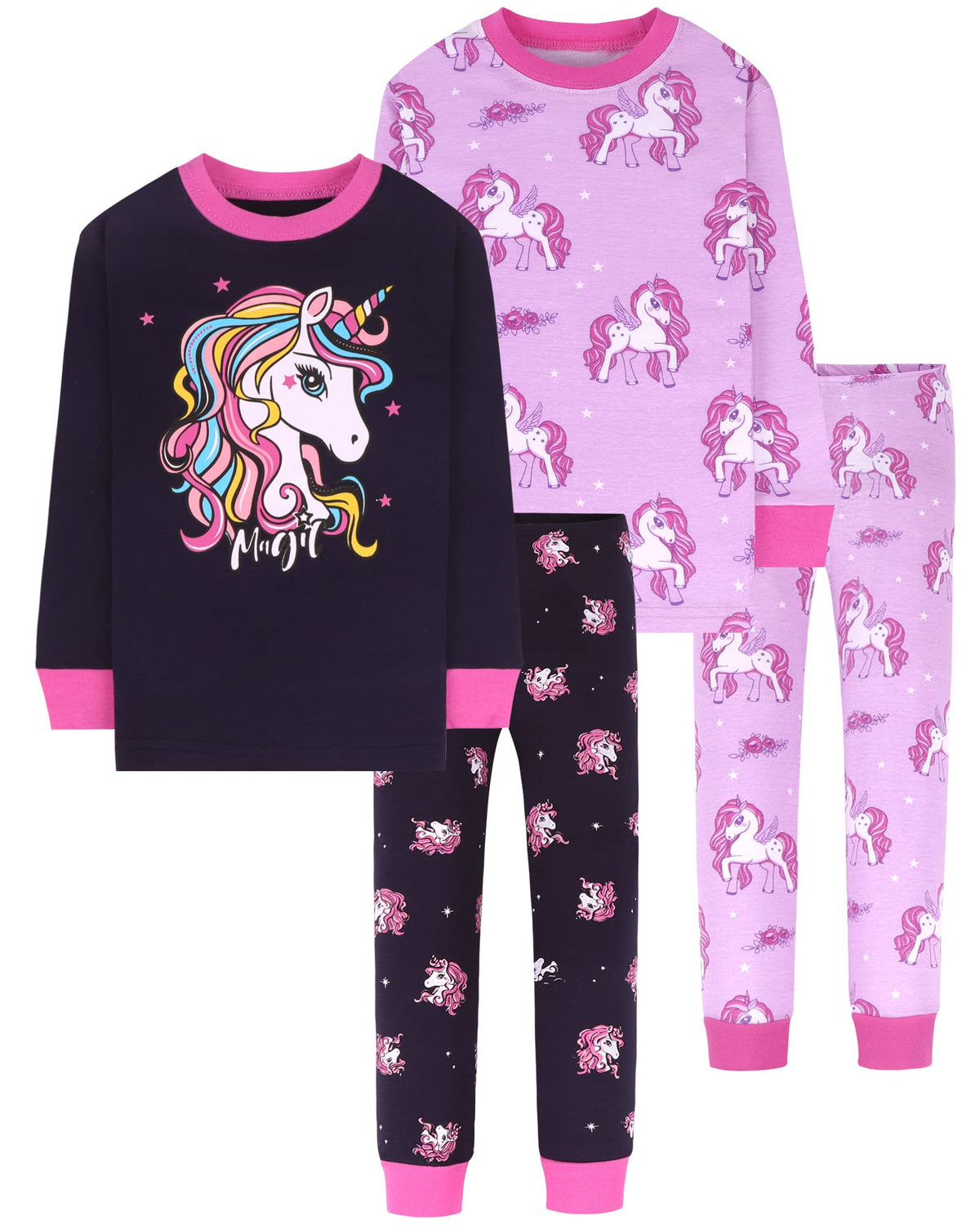 DAUGHTER QUEEN Girls 4 Pieces Cotton Pajamas Size 18 Months-12 Years