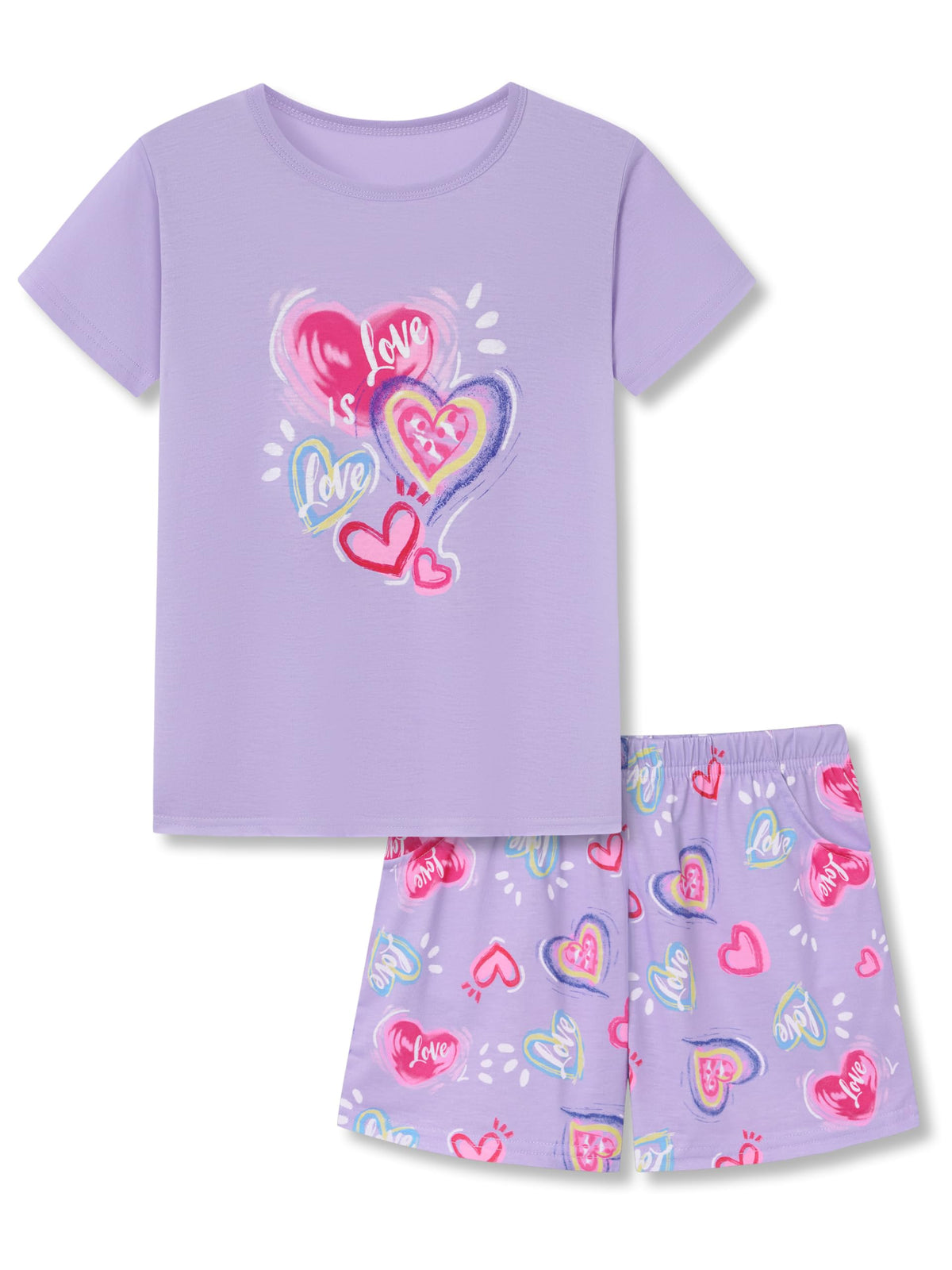 Topgal Girls Summer Pajama Set Cute Prints Short Sleeves Shorts Size 6-18