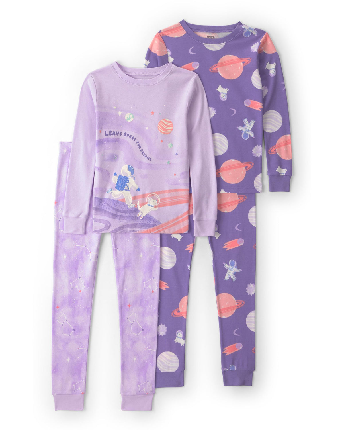 Carter's Girls' 4-piece Tight Fit Cotton Pajama Set