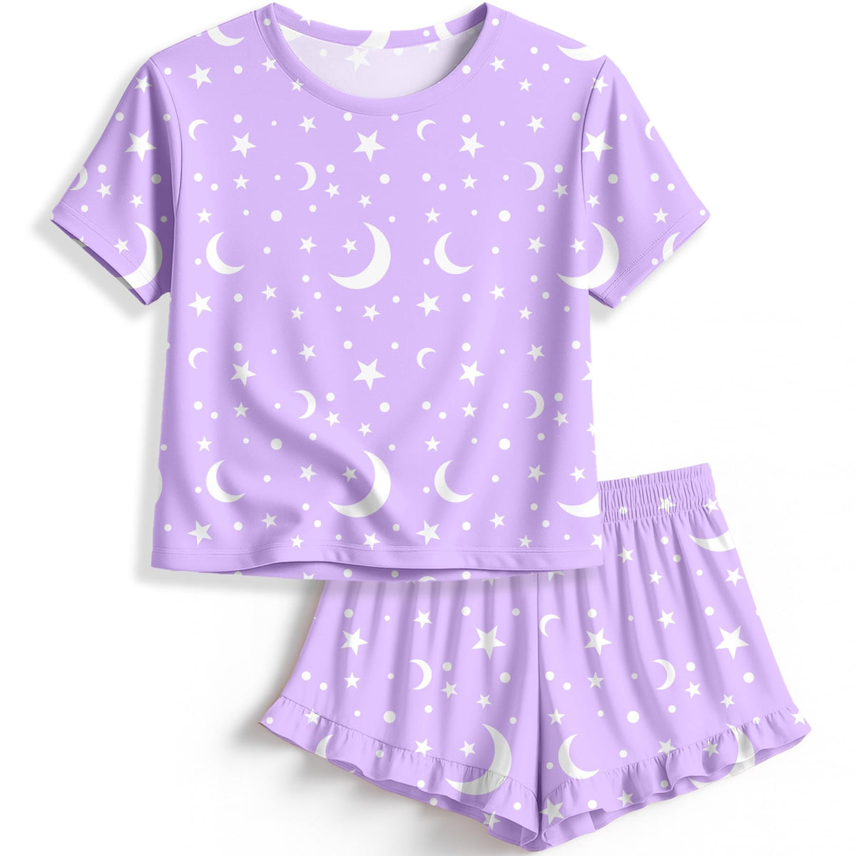 Petite&Me Soft Girls Pajamas with Ruffle Shorts, Cute Girls PJs Size 6-14