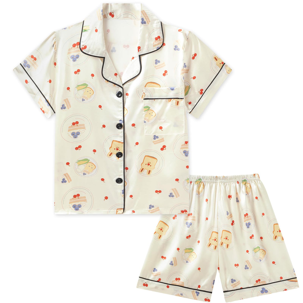 DIPUG Girls Pajamas Satin Pjs Short Sleeve Sleepover Party Gift