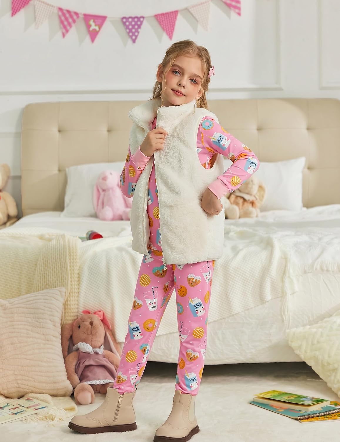 Arshiner Girls Pajamas Cute Snug Fit Long Sleeve Pjs Set Kids Sleepwear