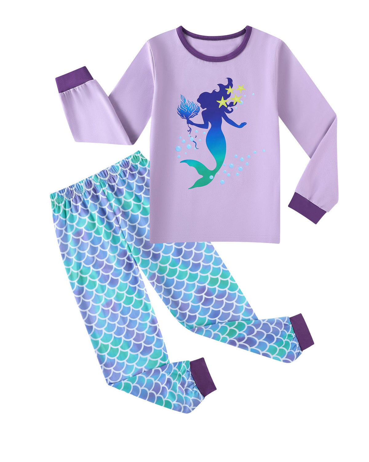 CARETOO Girls Pajamas Kids Cotton Pajama Sets 2-Piece Long Sleeve Pjs Comfy Girls Sleepwear for 4-12 Years