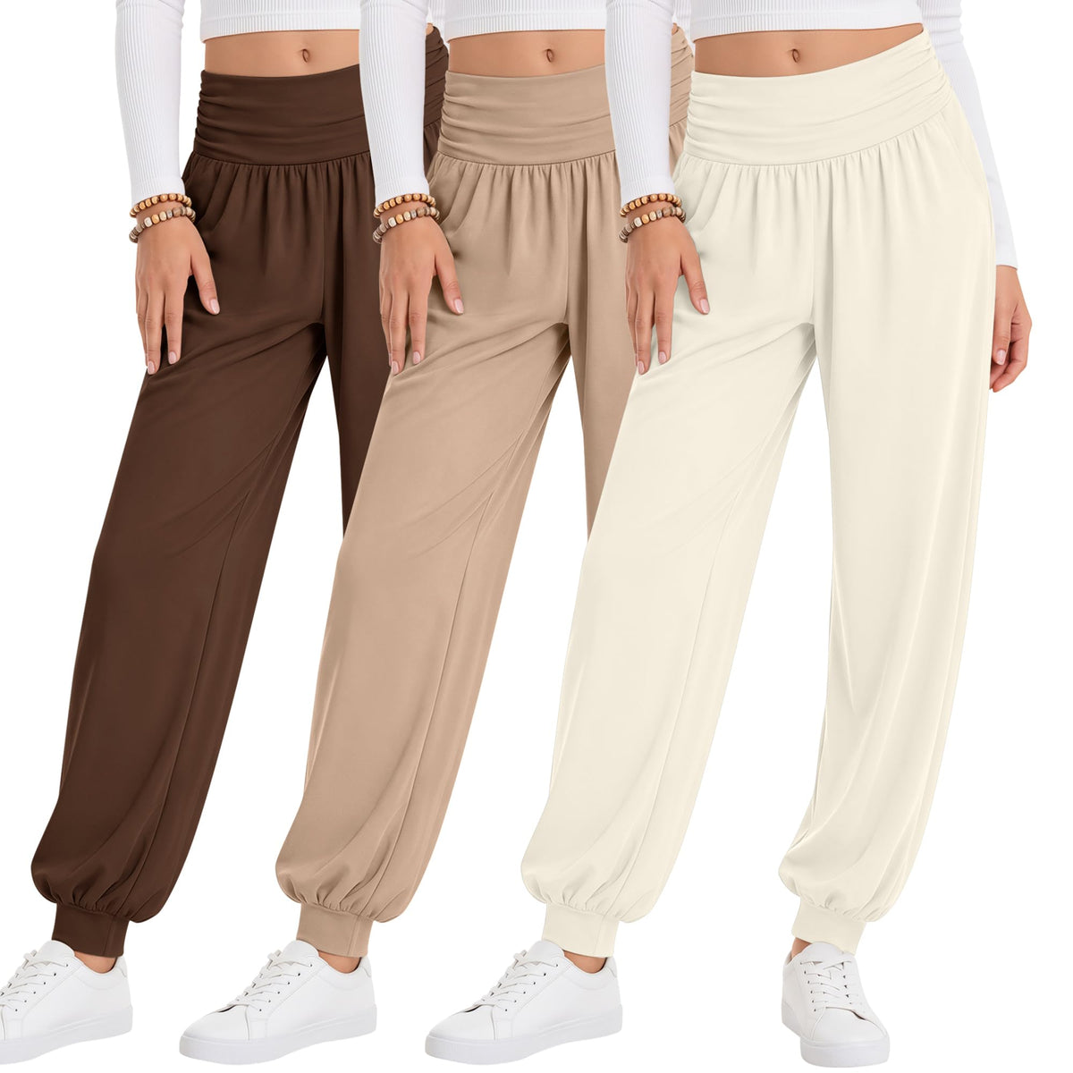 Oakgarden 3 Pack Girls' Lightweight Athletic Joggers Pants