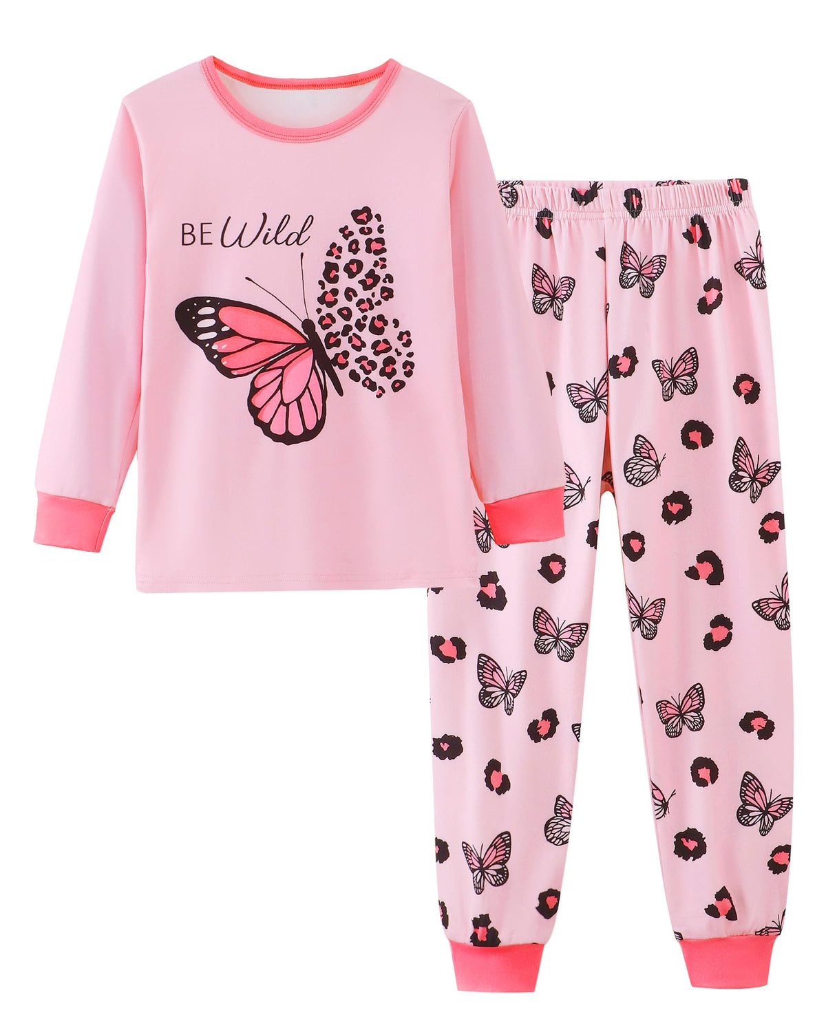 Mikrdoo Girls Pajamas Set Long Sleeve Top and Pants 2 Piece Sleepwear