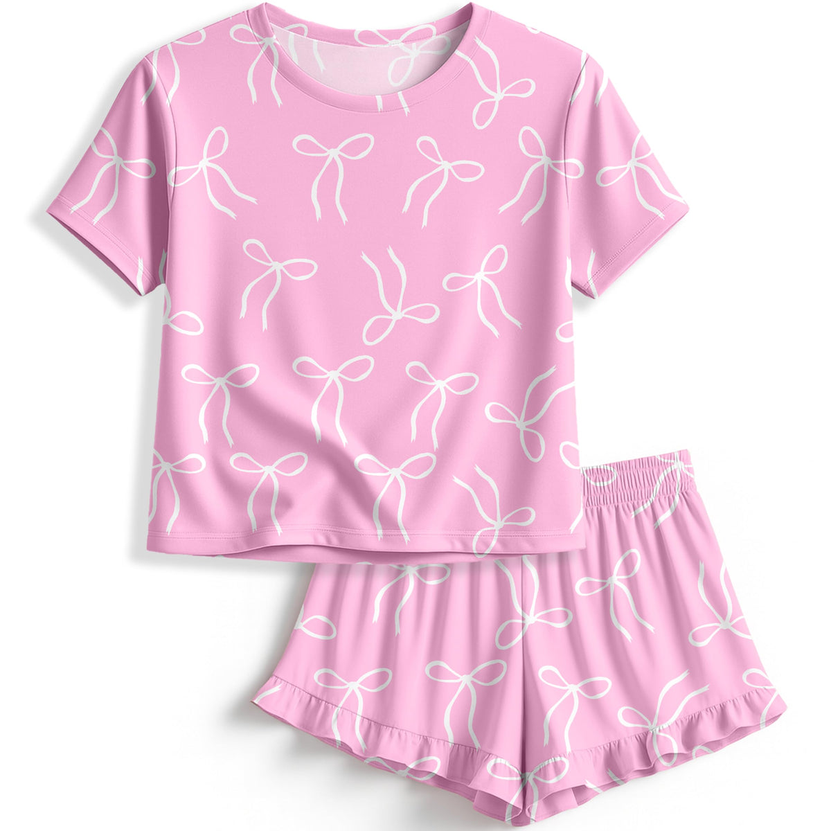 Petite&Me Soft Girls Pajamas with Ruffle Shorts, Cute Girls PJs Size 6-14