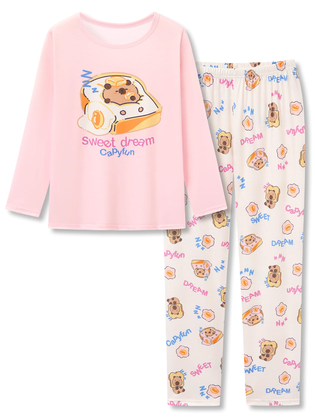 Beezizac Girls Pajamas Cute Print Short/Long Sleeve Pants Set Size 6-18