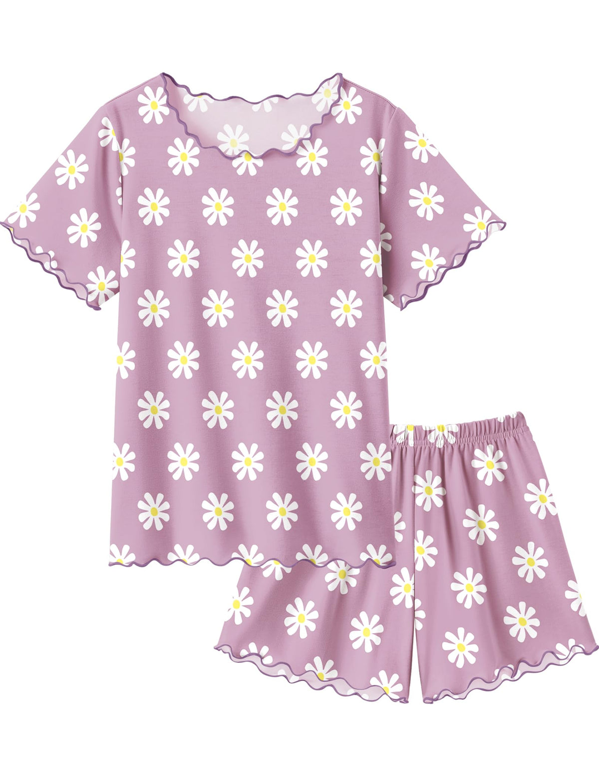 Arshiner Girls Pajamas Short Sleeve Lounge Set Soft Shirring Summer Pjs