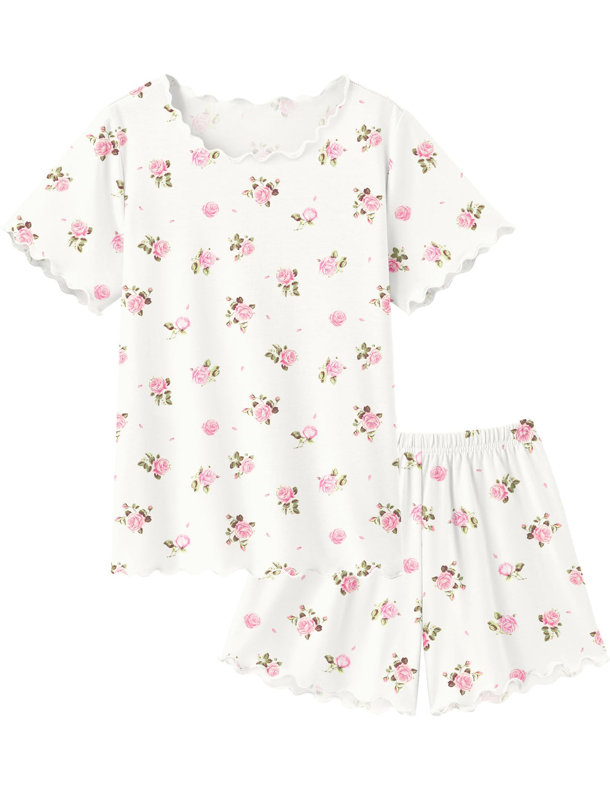 Arshiner Girls Pajamas Short Sleeve Lounge Set Soft Shirring Summer Pjs